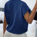 GORGLITTER Women's Short Sleeve Knit Sweater Tops Crewneck Lightweight Oversized Pullover Top Trendy (Blue, S)