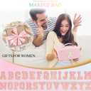 Makeup Bag Travel Toiletry Bag, Personalized Initial Pink Makeup Bag, Gift for Women Gils, Large Capacity Leather Cosmetic Bags, Waterproof Open Flat Organizer for Christmas, Halloween & Thanksgiving