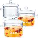Hsei 3 Pcs Glass Simmer Pot Heat Resistant Clear 1.3 1.5 1.9 L Saucepan with Cover Handle Glass Pots for Cooking Cookware Stovetop and Pan with Lid for Pasta Noodle(Trendy)