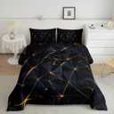 Feelyou Honeycomb Comforter Queen Size,Geometric Stereoscopic Theme Teens Boys Bedding Set,Adults Bedroom Decoration 3D Black Gold Print Comforter Set All Season (Multi 101)