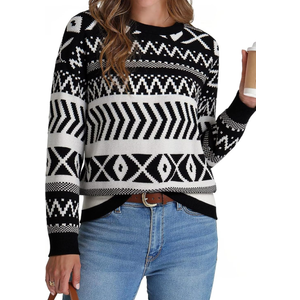 Dokotoo Women's Long Sleeve Crewneck Sweater 2026 Pullover Knit Tops Cozy Sweaters for Women Fall Clothes L