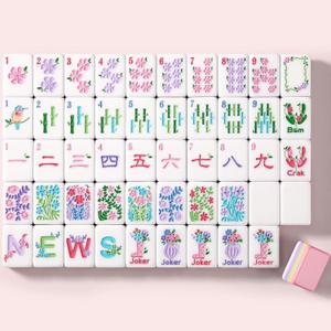 American Mahjong Tile Set, 160 Pink 4 Layer Mah Jong GameTiles with Tile Bag, Gift-Ready Storage Box, 4 Dice with Pouch, Mahjong Travel Tiles Set, Western Mah Jongg, Majong, Majiang