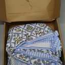 Newtay 60'' x 90'' Cotton Tablecloth Handmade Cotton Floral Tablecloth Washable Print Rectangle Table Cover with Dust Proof Wrinkle Resistant for Kitchen Dining Party Buffe(Light Steel, Blue)