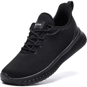 HIITAVE Little Big Kids Sneakers Children Sport Athletic Running Shoes for Boys Girls Youth, Size 38, All Black 