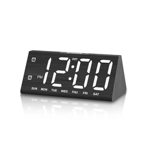 JALL Wooden Digital Alarm Clocks for Bedrooms, Large Bold Digits Electric Desk Clock, with Dual Alarm, USB Port, DST, Auto Dimmer for Wood Decor, Bedside, Gift (Black)
