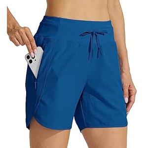 Willit Women's 5" Athletic Running Shorts Quick Dry Workout Hiking Shorts High Waisted Active Shorts Zipper Pocket, XXL
