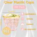 WELLIFE 200 PCS Gold Plastic Cups,9 oz Clear Plastic Cups,Disposable Wine Glasses,Plastic Cocktail Glasses for Party and Wedding