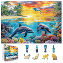 Hawaii Dolphins Ocean 500 Piece Puzzles for Adults, Difficult Jigsaw Puzzle Challenging, Art Puzzle for Gift Party Games Family Fun, 23" X 15" Dust Free