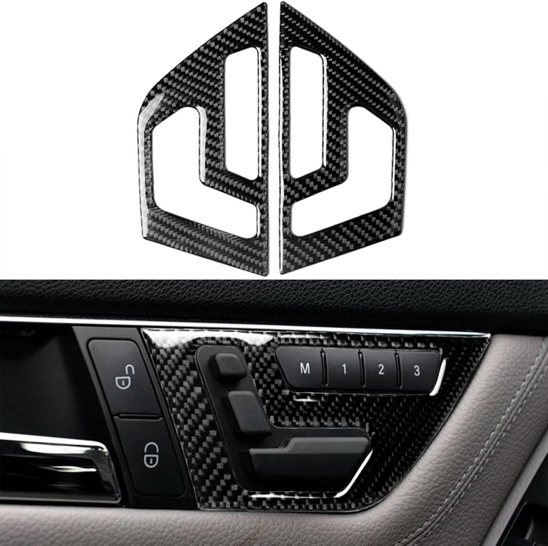 NVCNX Carbon Fiber Compatible with Mercedes-Benz C-Class W204 C250 C300 C350 C63 AMG 2008-2014 Sedan Accessories Car Door Seat Adjustment Panel Cover Interior Trim Sticker Decal 2PCs not for Coupe