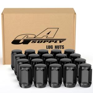 GAsupply M12x1.5 Black Lug Nuts, 20pcs Closed End Bulge Acorn Wheel Lug Nut 3/4 inch (19mm) Hex 1.38" 35mm Length