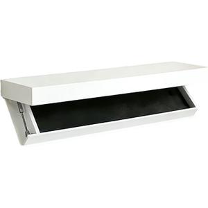 Magic Flap Hidden Shelf with Secret Compartment, Wall Mounted Floating Shelf with Concealed Storage Drawer, Hidden Compartment Shelf for Home Office Living Room, White