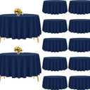 Pesonlook 12 Pack Round Tablecloth Navy Blue 120 Inch Washable Fabric Round Table Cover for Wedding/Party/Banquet/Dining/Buffet Table
