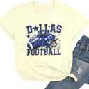 Vintage Football Shirt for Women Game Day Tshirt Sunday Funday Shirt Casual Football Season Short Sleeve Tops (Yellow, L)