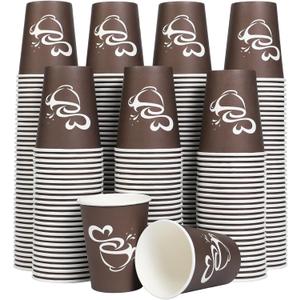 300 Count 12 oz Paper Coffee Cups, Disposable Drinking Cups for Hot or Cold Beverage, 12 ounce Brown Coffee Cups for Party, Business, Travel, Picnic