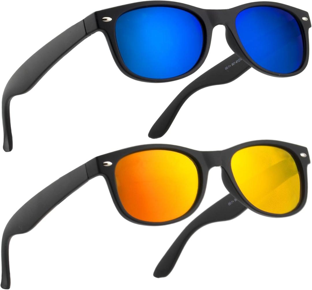 2 Pack Reader Sunglasses for Men Women Classic Rectangle Reading Glasses Outdoor Full Lenses Magnifying Eyewear UV Protection Black Bue/Black Red+1.5