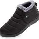 Womens Snow Boots Winter Warm Booties Fur Lined Anti-Slip Ankle Boots Outdoor Slip On Waterproof Booties Comfortable Warm Shoes (9 Women/7.5 Men, Black)