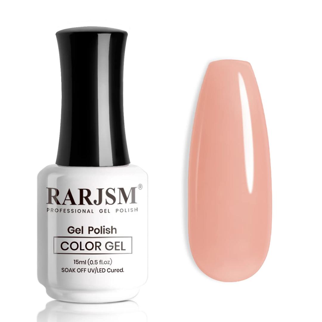 2 xRARJSM Nude Gel Nail Polish Milky Tea Rose Neutral Nude Colors Skin Tone Gel Polish 15ml Single Bottle Sheer Jelly Transparent Polish Soak off UV LED Cured for Salon Home DIY French Manicure