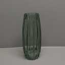 Green Glass Vase Modern Ribbed Glass Vase for Flowers, Candles, and Decorative Accents - Tall/Short Glass Vase for Centerpieces Home Table Decor(Green H12.0inch) (H-11.8inch)
