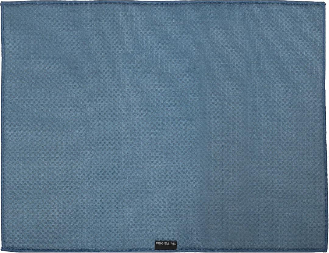 Frigidaire Grant Polyester Dish Drying Mat, Kitchen Counter, Machine Washable, Polyurethane Interior, 18in W x 24in L -Denim
