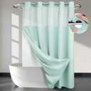 River Dream Heavyweight No Hooks Required Dotted Waffle Weave Shower Curtain with Snap in Liner - 71W x 74H,Hotel Grade,Spa Like Bath Curtain,Misty Blue