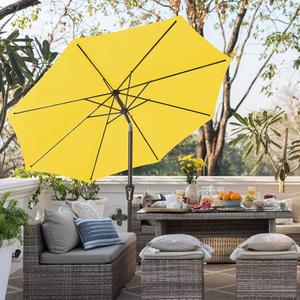 JEAREY 9FT Outdoor Patio Umbrella Outdoor Table Umbrella with Push Button Tilt and Crank, Market Umbrella 8 Sturdy Ribs UV Protection Waterproof for Garden, Deck, Backyard, Pool (Yellow)