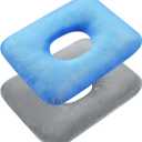 Sintuff 2 Pcs Sitting Donut Pillow for Tailbone Pain, Hemorrhoids, Bed Sores, Pregnancy, Pain Relief Seat Cushion Anti Decubitus Cushion Donut Shaped Postpartum Pillow for Home(Gray, Blue)