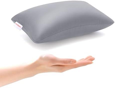 Pro Goleem Small Pillow 11"x7"x2.5" for Baby Sleeping with Name Tag Mini Tiny Pillow for Room Couch Sofa Chair and Outdoor Car Air Nap Neck Lumbar Knee Rest Pillows, Gray