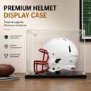 Football Helmet Display Case for Full Size Helmet, Clear Acrylic Helmet Display Case with Black Woodgrain Base & Support Stand, Dust-Proof Sports Memorabilia Display Box for Football Helmet