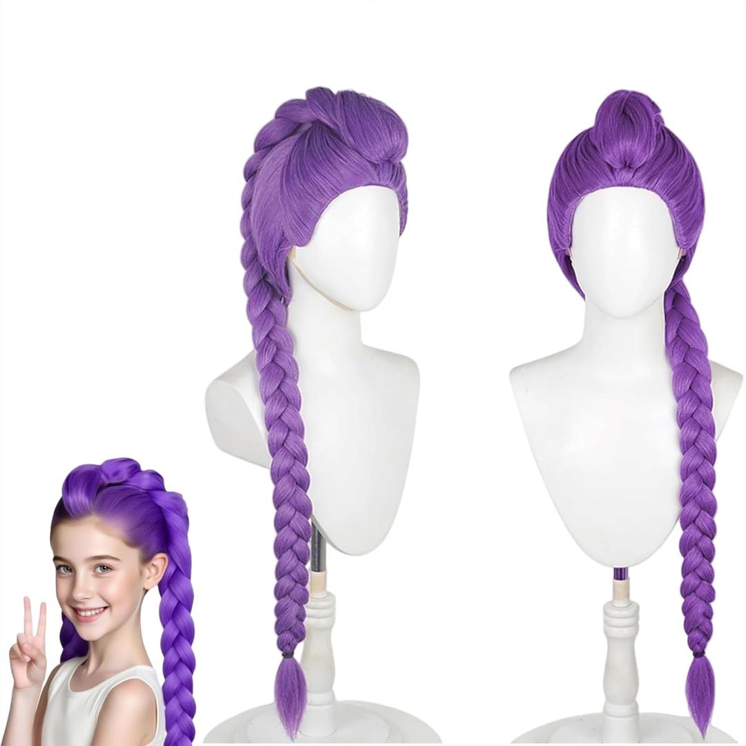 Long Braided Cosplay Wig, for Anime Costume Purple Wigs for Women and Girl, Purple Braid Wig Halloween Cosplay Props (1pcs)