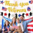 2 x Thank You Veterans Banner Happy Veterans Day Decorations America Patriotic Military Soldier Army Theme Dcor We Are So Proud of You Veterans Day Party Supplies Glitter Gold