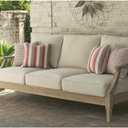Signature Design by Ashley Clare View Outdoor Patio Sofa, 4 Throw Pillows, Nuvella Weather Resistant Fabric, Eucalyptus Wood, 81" W x 35" D x 32" H, Beige