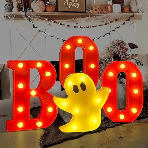 MEHOFOND Red Halloween Light Up Letters, 4 pcs Led Light Up Sign, Hallowen BOO and Ghost Marquee Letters Decor, Baby Shower Birthday Booday BOO Letter Sign Wall Table Party Supplies (Warm White) MEHOFOND Red Halloween Light Up Letters, 4 pcs Led Light Up Sign, Hallowen BOO and Ghost Marquee Letters Decor, Baby Shower Birthday Booday BOO Letter Sign Wall Table Party Supplies (Warm White)