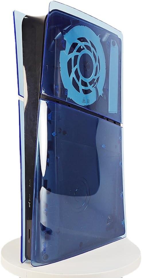 Transparent Cover Plates for PS5 Slim Console Disc Edition Faceplate Clear Replacement Shell (Transparency Blue)