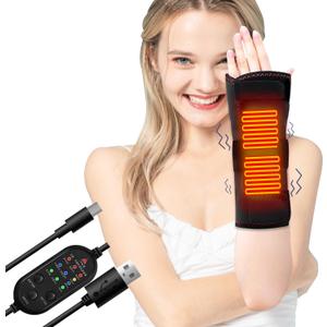 Heated Wrist Brace with Massager Portable Electric Heating Pad for Carpal Tunnel and Tendonitis Relief Massage Heated Wrap for Wrist Left and Right Hand Common (Black)