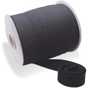 Tewadoo Bias Tape Double Fold 1 Inch Extra Wide - Black 55 Yards Polyester Binding Tape for Sewing, Quilt Binding, Hemming, Seaming and Fabric Piping