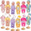 6 Sets 14-16 Inch Baby Doll Clothes, New Born Doll Outfits with Rompers & Accessories for 16-inch Soft Body Dolls ( No Doll)