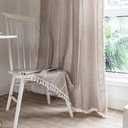 Deeprove Boho Curtain 63 Inches Length for Bedroom Living Room, Cotton Linen Weighted Taupe Stripes Embroidery, Semi Blackout Bohemian Retro Window Treatment Drape Tassels 1 Panel W52 x L63 Natural
