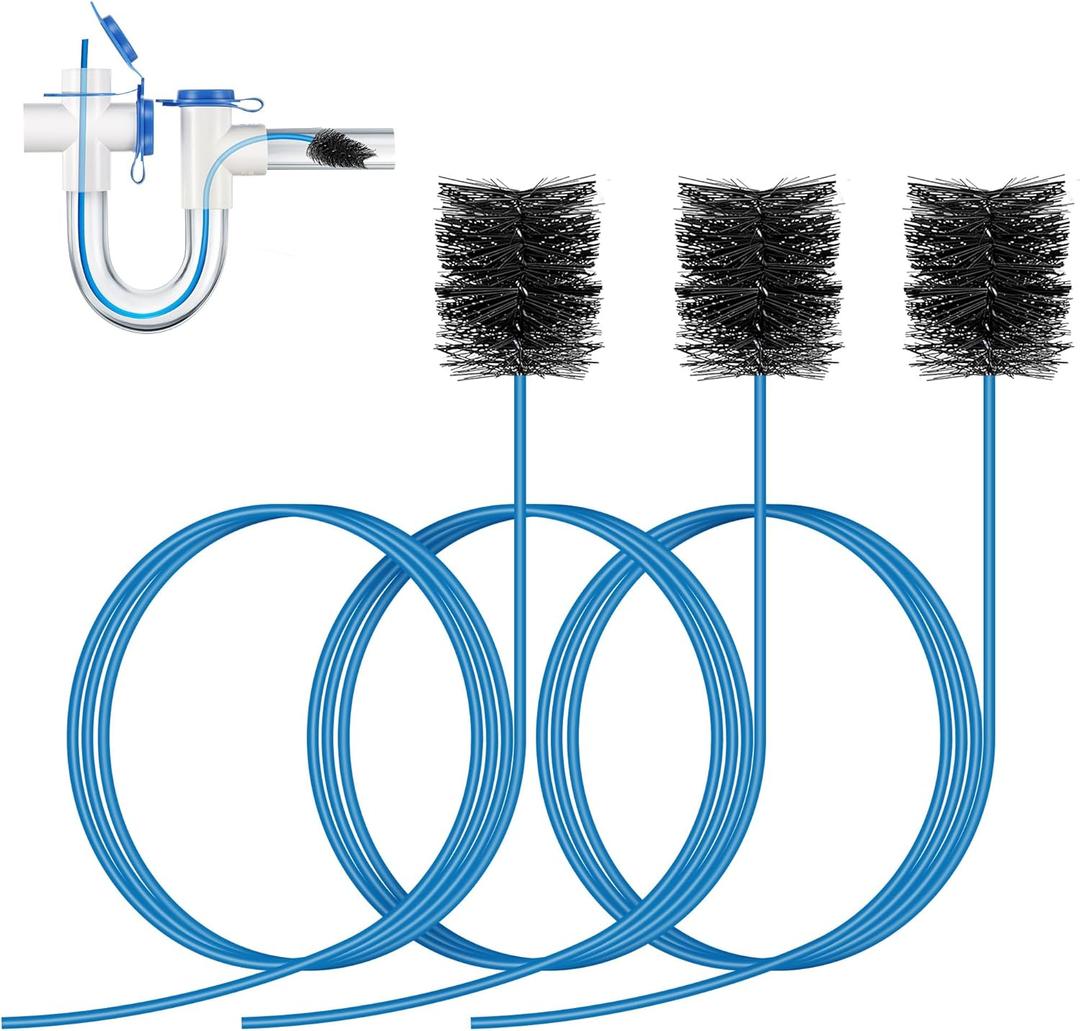 3 Pcs Condensate Trap Flexible Drain Brush, 48 Inch AC Drain Line Cleaning Brush for AC & HAVC Condensate P Trap, Blue