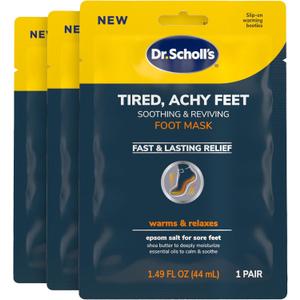 Dr. Scholl's Tired, Achy Feet Soothing & Reviving Foot Mask, 3 Pair, Warming Booties