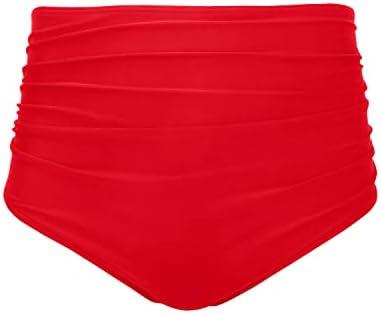 Tempt Me Women High Waisted Bikini Bottom Retro Ruched Swim Bottom Shirred Tankinis Brief, XXL