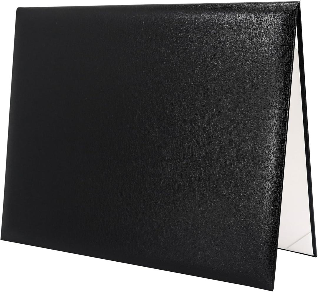 GraduatePro 11"x14" Black Diploma Cover for Graduation Certificate Holder with White Satin Corner (Black/White Corner)