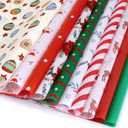 150 Sheets Christmas Tissue Paper for Gift Bags, Christmas Wrapping Paper Bulk Assorted Design Gift Xmas, Red Green White Tissue for Holiday Crafts