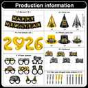 New Years Eve Party Supplies 2026 - 40PCS Happy New Years Decorations for 12 Guests Includes Banner,Gold 2026 Balloon,Hats,Tiaras and Squawkers for Nye 2026 Celebrations