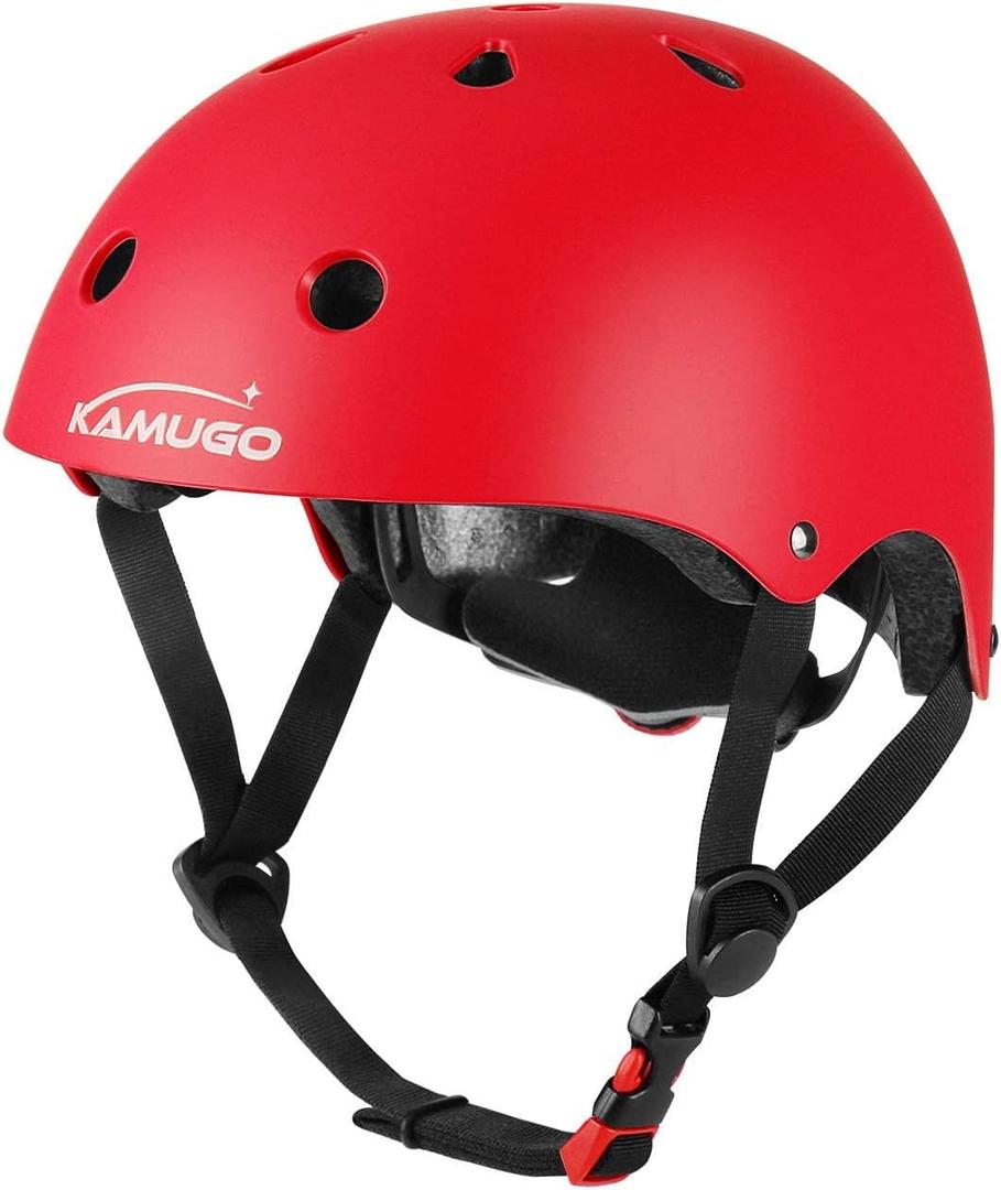 KAMUGO Kids Adjustable Helmet, Suitable for Toddler Kids Ages 2-14 Boys Girls, Multi-Sport Safety Cycling Skating Scooter Helmet (Small, Red)