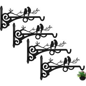 Multipurpose Hanging Basket Plant Brackets Outdoor Indoor, Heavy Duty Solid Steel Plant Hangers, Wall Mounted Lantern Hooks for Garden Plants Flower Light Bird Feeder Pack of 4