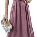 ANRILITA Maxi Dress for Women 2026 Wrap V Neck Short Sleeve Empire Waist Summer Casual Elegant Flowy Long Dresses with Pocket XL