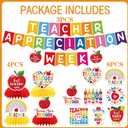 Teacher Appreciation Banner Decorations - 15 Pcs Thank You Teachers Week Party Garland Hanging Swirls Honeycomb Centerpieces Backdrop Photo Booth Props Decor Supplies for Classroom School
