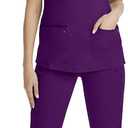 Healing Hands Women's Scrub Top V-Neck with 2 Pockets, 2-Way Stretch, and Yoga Knit Side Panels for Slim Fit- 2245 (Purple)