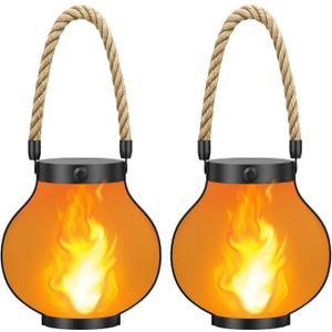 Hompavo Larger Gen2 Solar Lanterns Outdoor, Dual Charging (USB/Solar) & 2-Mode - Waterproof Decorative Hanging/Table Lights for Yard Patio Garden Halloween Christmas Decor, Birthday Gifts for Women, 2