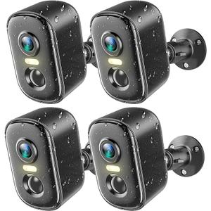 2K Security Cameras Wireless Outdoor, 4 Pack Battery Powered WiFi Cameras for Home Security with AI Motion Detection, Spotlight Color Night Vision, 2-Way Talk, Siren Alarm, IP65, Cloud/SD Storage